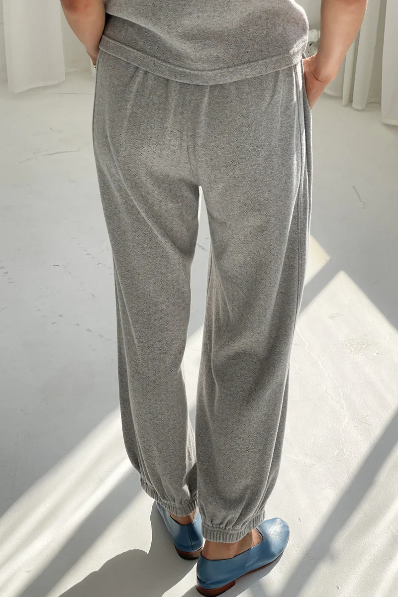 POINTELLE BALLOON PANTS IN MELANGE GREY - Image 2