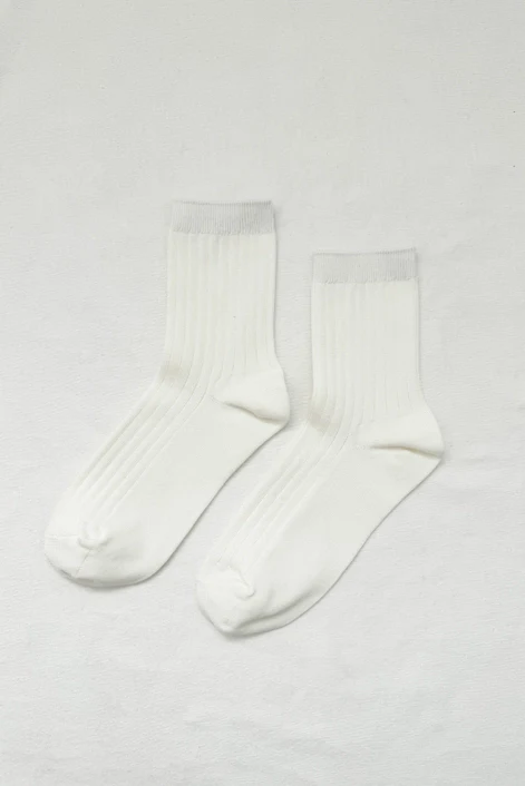 Ribbed Socks in White