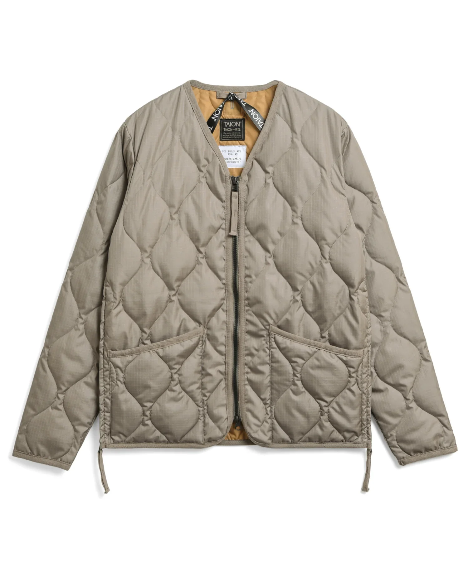 Zip Down V-Neck Jacket in Light Mocha
